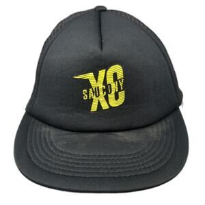 Saucony XC Trucker Hat Black One Size Snapback Running Cross Country Logo